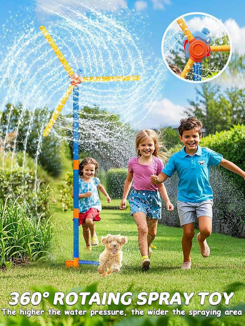 Windmill Sprinkler Toy for Kids - 360° Rotating Outdoor Water Spray with 36 Splash Holes